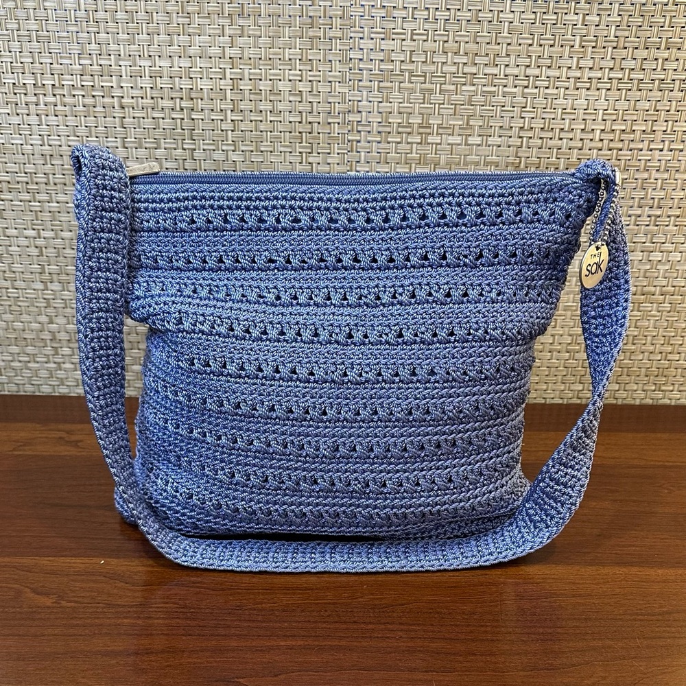 🌟HP🌟VTG 1990s-2000s The Sak Cornflower Blue Crochet Shoulder Bag